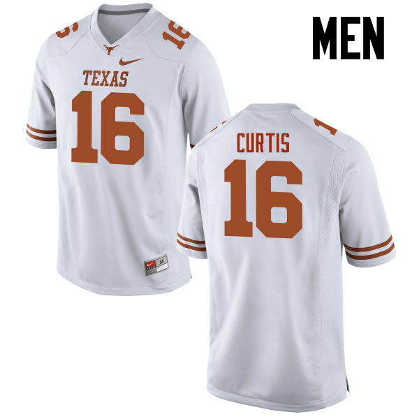 Men #16 Davion Curtis Texas Longhorns College Football Jerseys-White - Click Image to Close
